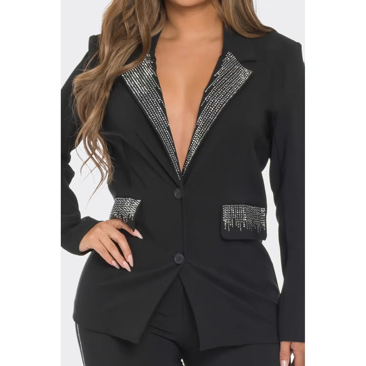 Black rhinestone outlet blazer